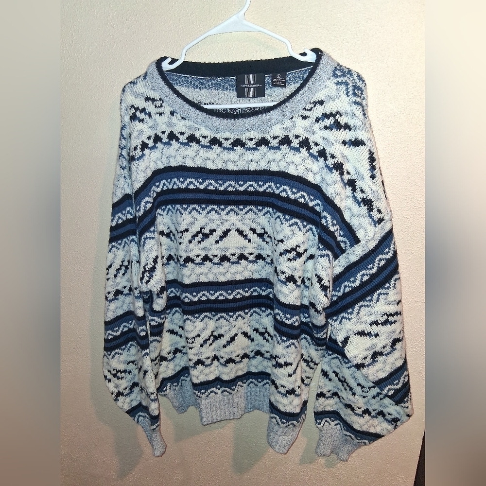 Vintage Expressions Sweater  Multicolor 90’s Grandpa Geometric Mens Sz XL